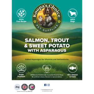 Salmon, trout & Sweet Potato label