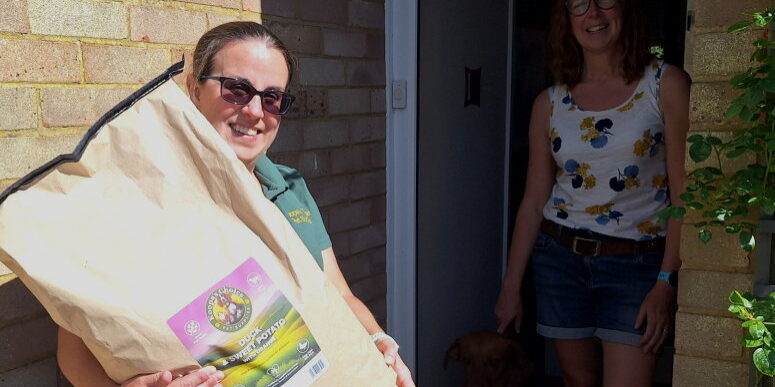 Rachel Jackson of Koopa's Choice Pet Supplies, Stevenage, making a delivery to a customer