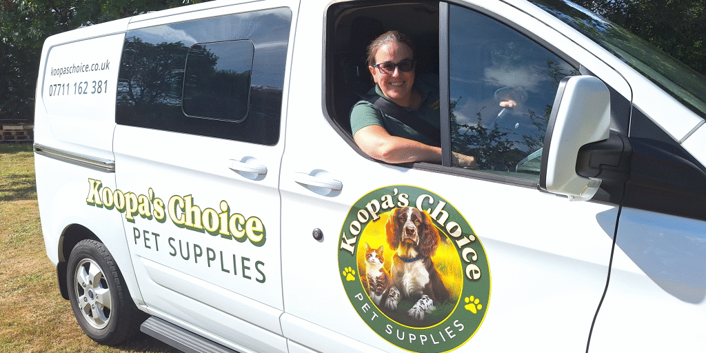 Rachel Jackson of Koopa's Choice Pet Supplies, Stevenage, in the delivery van